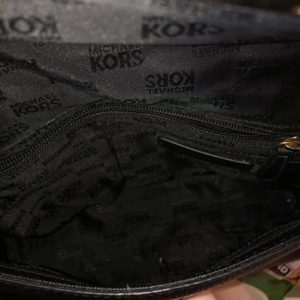 Michael kors black leather top handle bag